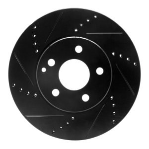 Mercedes-Benz E320 Brake Rotor (1) - Front Left - R1 Concepts - Drilled & Slotted - Black - `03-`09